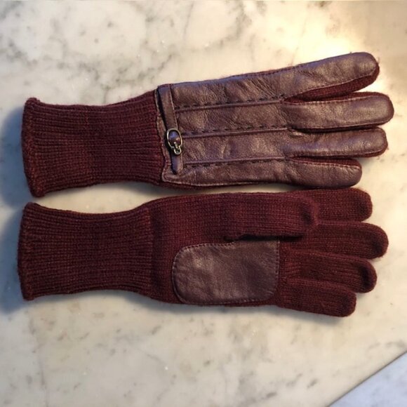 AIGNER Stretch Faux Leather Knit Gloves - Picture 8 of 15